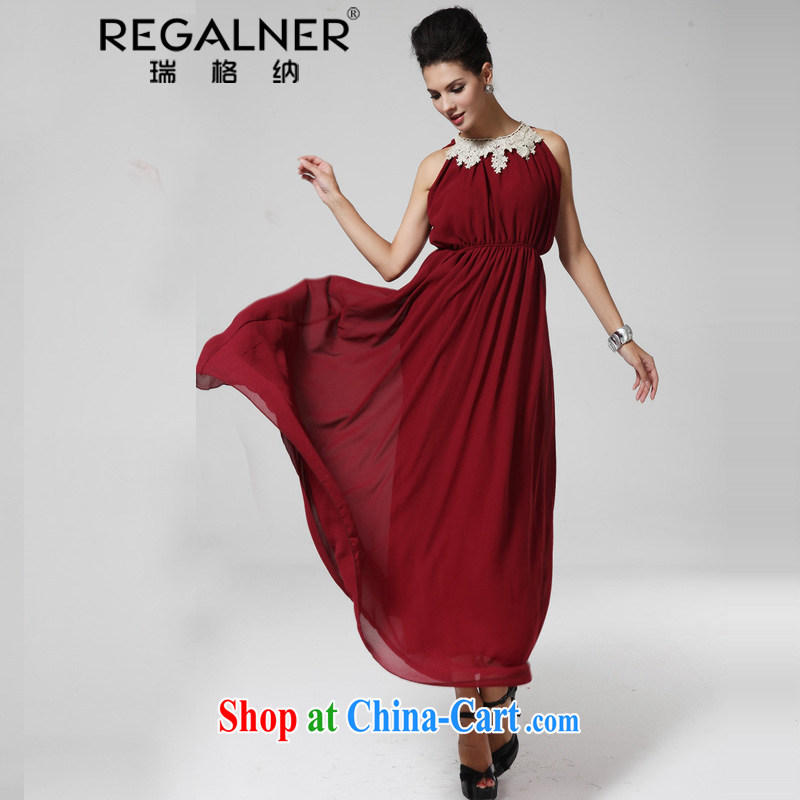 Ryan, 2015 dress skirt covered shoulders metal collar side adorn the waist large and Long skirts dresses wine red L, Ryan Wagner (REGALNER), shopping on the Internet
