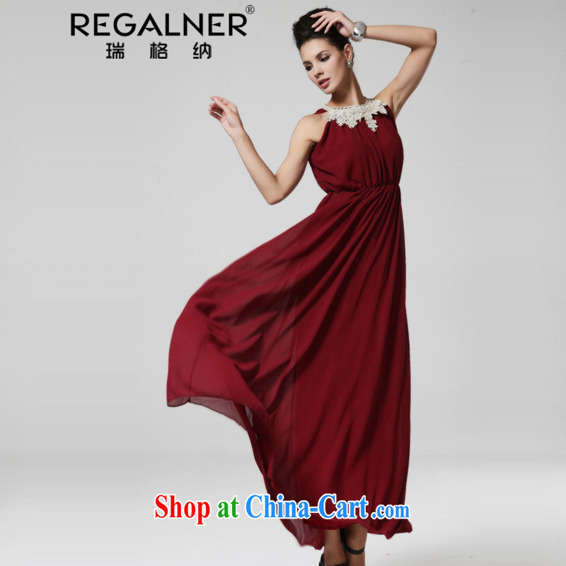 Ryan, 2015 dress skirt covered shoulders metal collar side adorn the waist large and Long skirts dresses wine red L, Ryan Wagner (REGALNER), shopping on the Internet