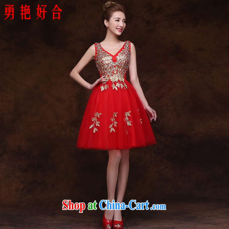 Yong-yan and 2015 spring and fall Korean double-shoulder water-soluble lace-up drill with straps bridal wedding dresses bridesmaid dress uniform toast girl dark. size color is not final, and Yong-yan good offices, shopping on the Internet