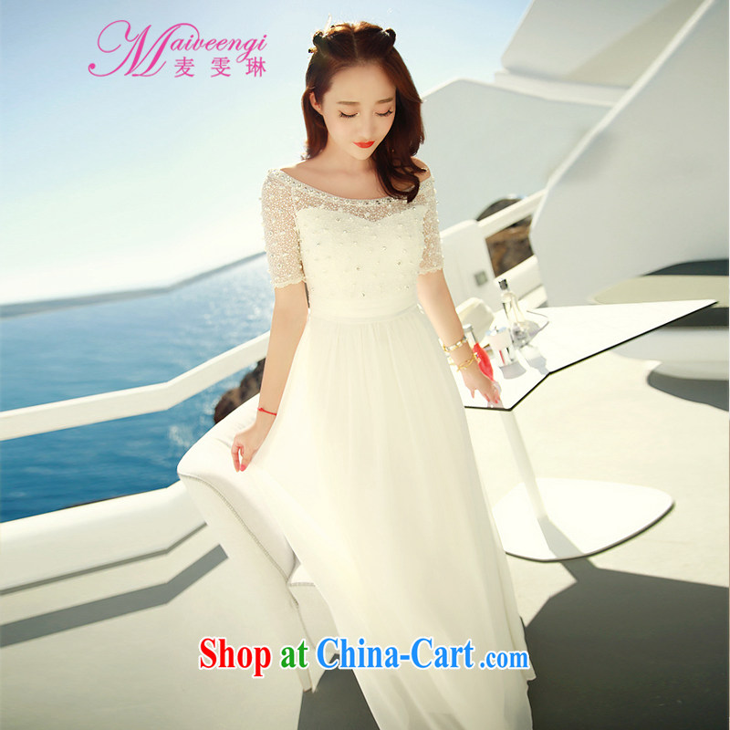 Mr WEN Lin 2015 spring and summer new graphics thin lace snow woven dress dress white XL