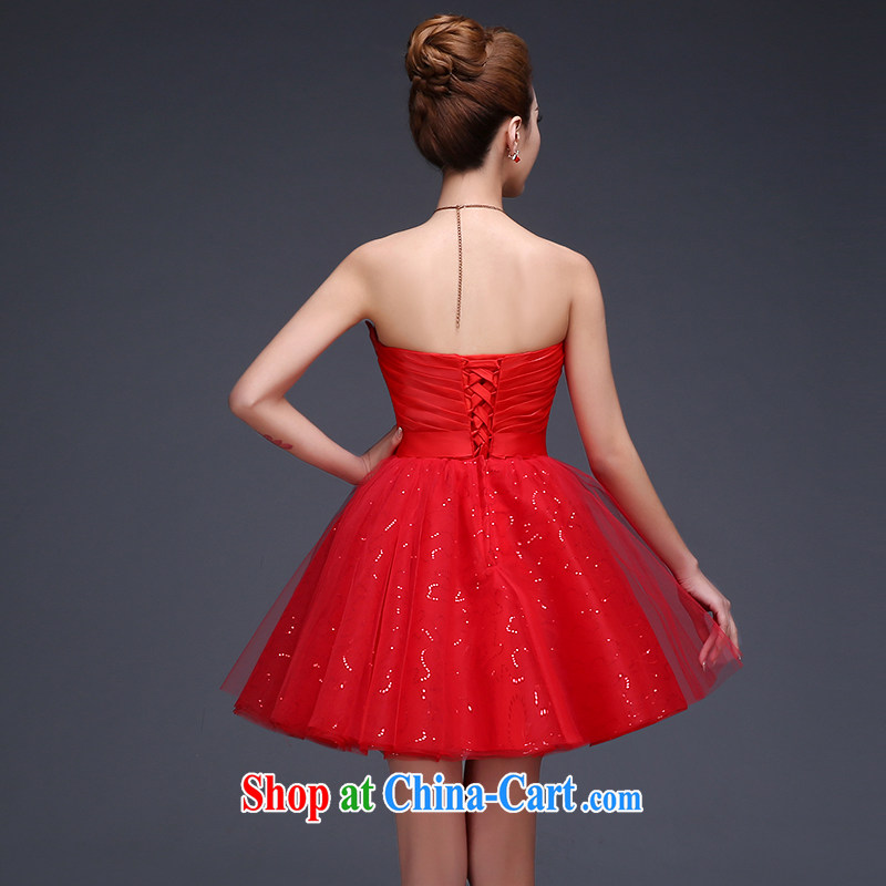 Wei Qi toast serving short, small dresses summer 2015 new wedding dresses red erase chest bridal wedding dress summer female graduates serving red M, Qi wei (QI WAVE), online shopping