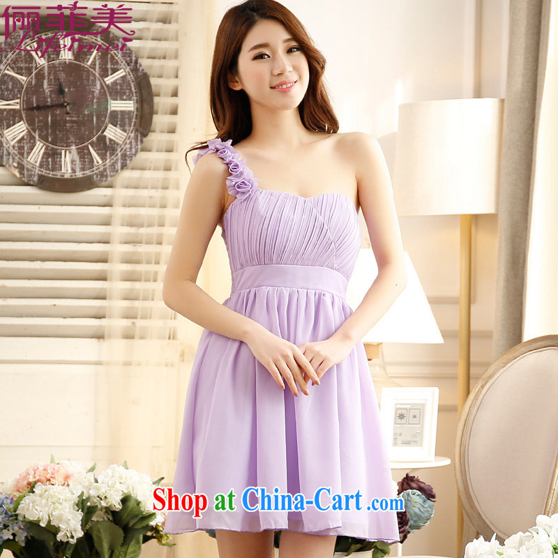 An Philippines and the United States, Japan, and South Korea Women flowers manually the shoulder bare chest shoulder waist high snow beauty woven dresses bridesmaid sister graduated from quarterly small dress purple are code F