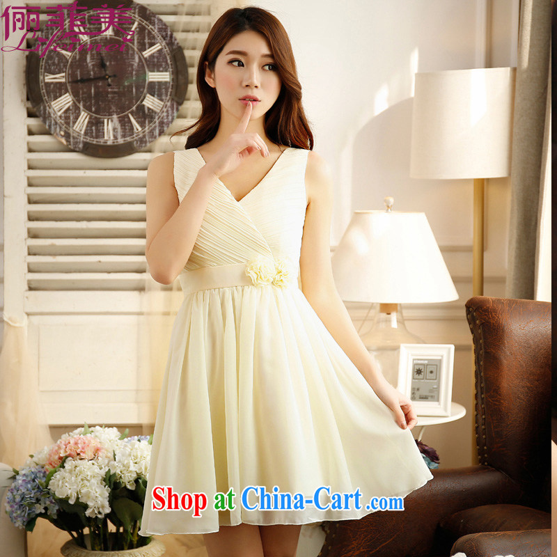 An Philippines and the United States, Japan, and South Korea double-shoulder sexy V collar high waist with Manual Lumbar take fresh style Princess dress wedding bridesmaid sister in snow-woven dresses champagne color code F