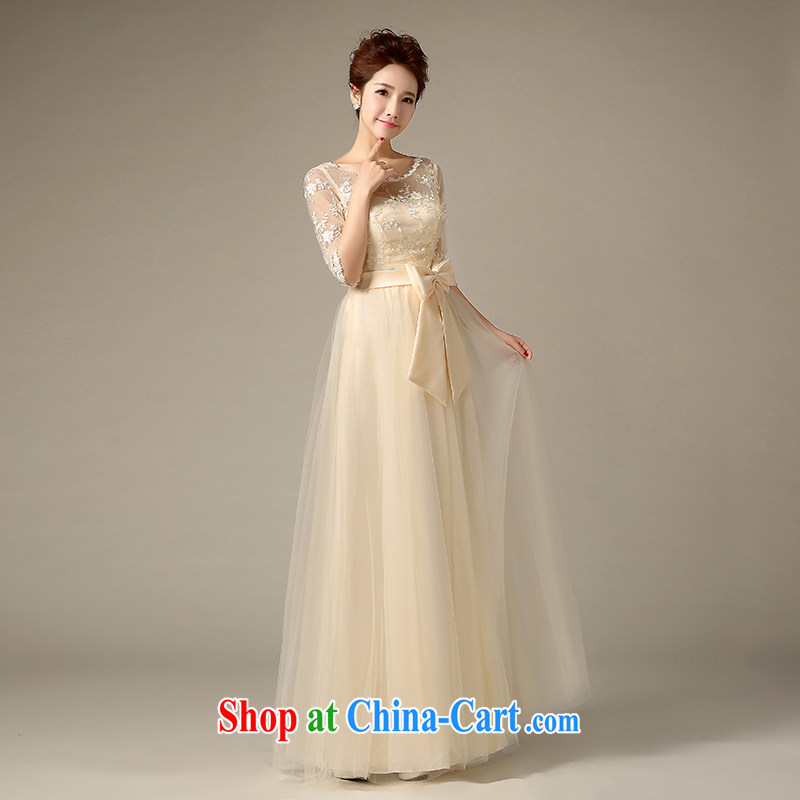 Sophie HIV than long bridesmaid clothing summer wedding dresses champagne color dual-shoulder lace bridesmaid mission Small dress Evening Dress champagne color XXL, Sophie aids (SOFIE ABBY), online shopping