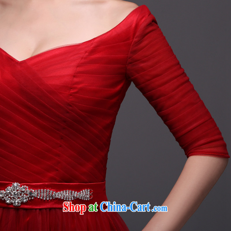 Performing Arts 100 Su Ge 2015 new dress uniform toast the Evening Dress bridal wedding wedding banquet wine red long sleeves in V for cultivating and stylish Korean spring wine red custom + $30, art 100 Su Ge, shopping on the Internet