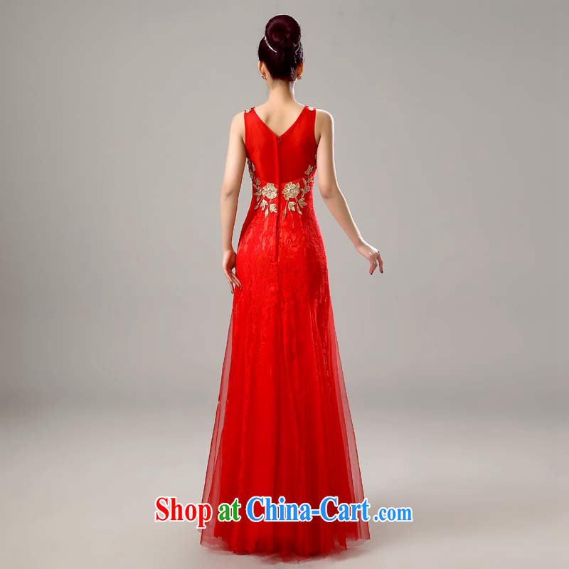 Diane M Qi 2015 new shoulders V collar red long wedding dresses bridal toast serving long marriage dress red XXL, Diane M-kay, shopping on the Internet
