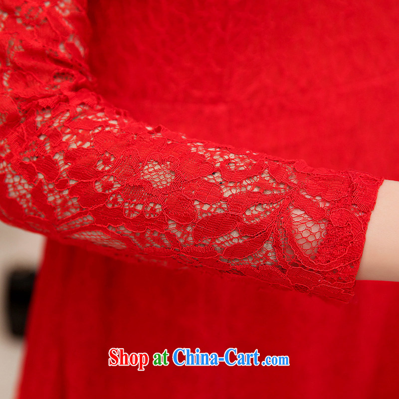 The dream in the 2015 spring New Products lace long-sleeved dresses red dress girl brides with wedding dress evening dress dress uniform toasting red XXL, the dream, and shopping on the Internet
