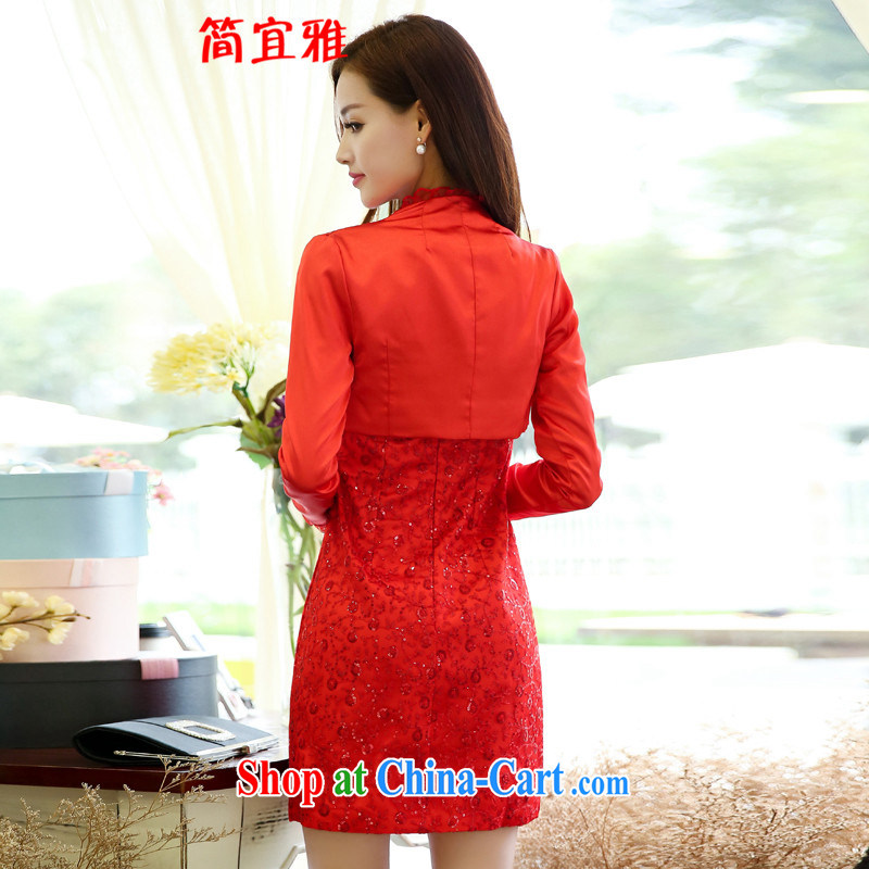 To be brief, spring 2015 new women with elegant red brides with long-sleeved sweater skirt Set Two Piece Set Red XXXL, Jane to Jacob (JAYIYA), shopping on the Internet