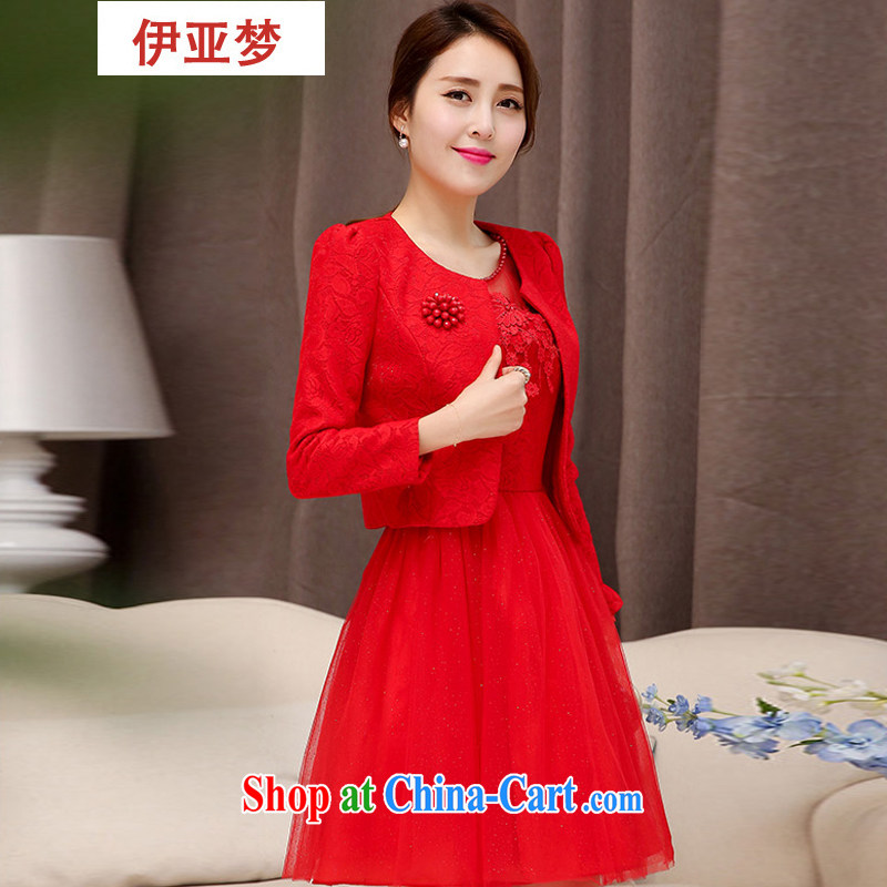 The dream in the Spring and Autumn and new red bridal gown wedding toast serving bridesmaid The Wedding Banquet two-piece red skirts children red XXL