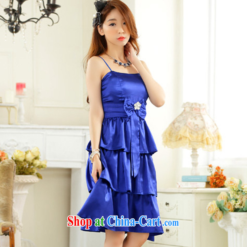 AIDS has been Qi sweet modern drilling for bare chest sister skirt Evening Dress bridesmaid dress code the small dress Princess dress 9923 A - 1 blue XXXL, AIDS has been Qi (Aiyaqi), online shopping