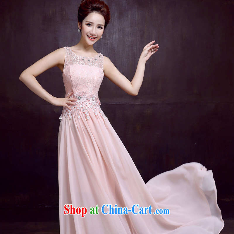 The married Yi wedding dresses new 2015 sexy shoulders bridal toast serving long fall wedding dress red meat pink XXL
