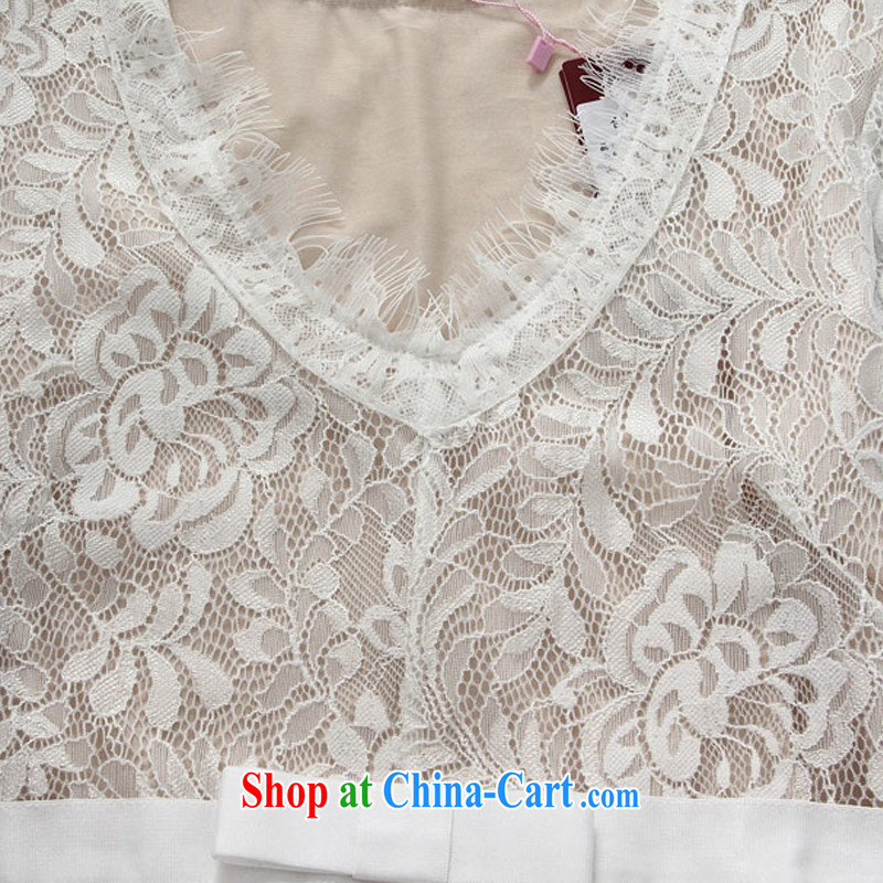 AIDS has been their big high-end lace sexy V collar, long sleeves, the dress code dress A 9731 - 1 white XXXL, AIDS has Qi (Aiyaqi), shopping on the Internet