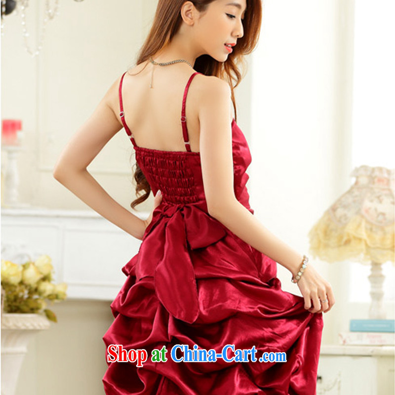 AIDS has been Qi stylish evening dress straps the wrinkles show skirts lantern skirt the small dress dresses 9726 B - 1 wine red XXXL, AIDS has Qi (Aiyaqi), online shopping