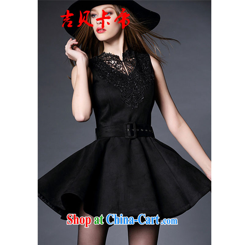 The Bekaa in Europe and America in Dili and the relatively short, small banquet dress female beauty embroidered sleeveless vest dress dark L, Bekaa in Dili (JIBEIKADI), shopping on the Internet