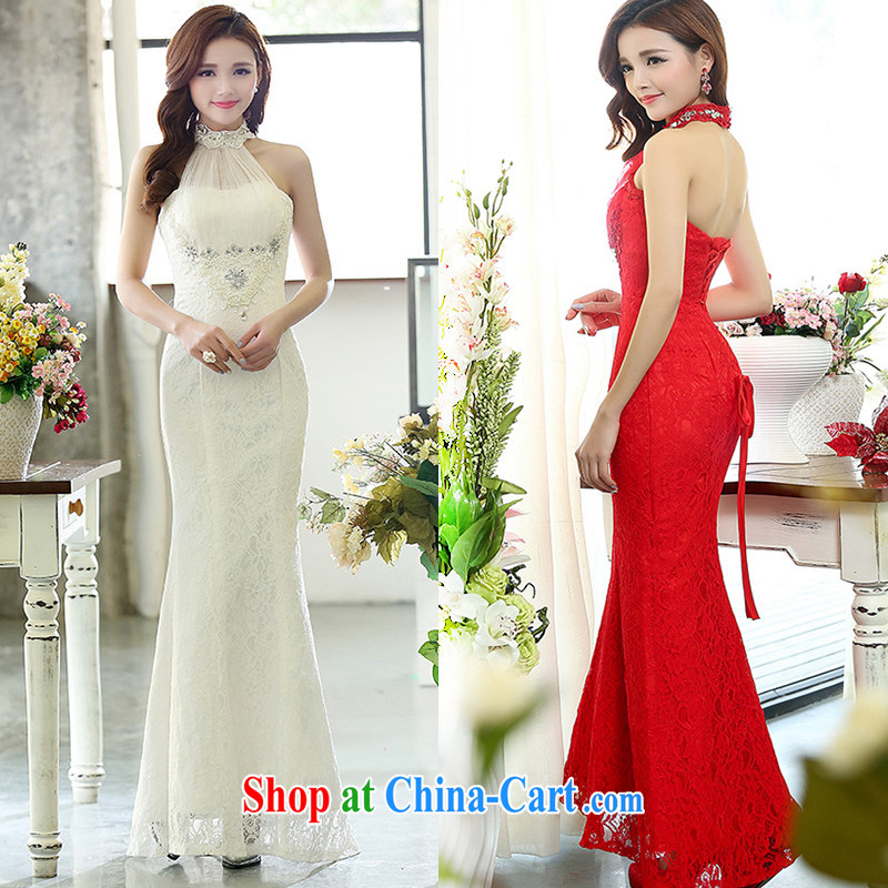 2015 new spring and summer women married with Korean Beauty sexy back exposed elegant evening dress girls' high-end long crowsfoot name aristocratic ladies banquet service red XL, in accordance with, the Philippines (YouR . GF), online shopping
