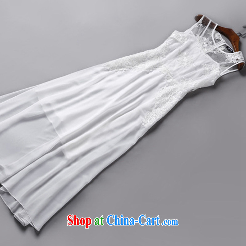 A property, 2015 new women's clothing to the embroidery lace stitching softness the goddess aura long skirt bridesmaid dress uniform toast serving white L, property, language (wuyouwuyu), online shopping