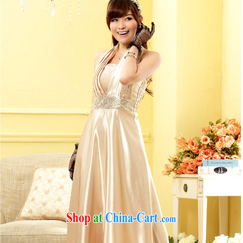 AIDS has been in Europe and America-style banquet and noble scarf beads, thin waist gown dress 9901 A - 1 champagne color XXXL, AIDS has Qi (Aiyaqi), online shopping