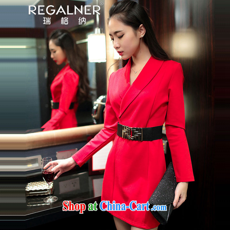 Ryan, spring and autumn 2015 ladies' new name-yuan appointment dress thick long-sleeved package and lady solid dress black XL, Ryan Wagner (REGALNER), shopping on the Internet
