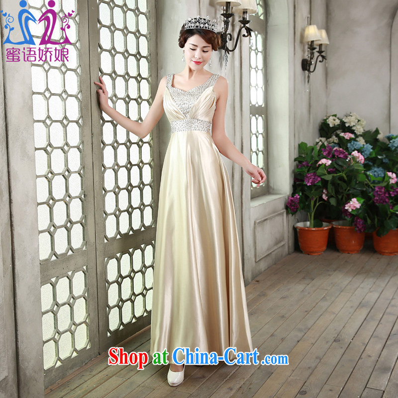 Honey, bride champagne gold Evening Dress long banquet new 2015, cultivating bridesmaid Service Bridal toast Stage service female champagne color XXL