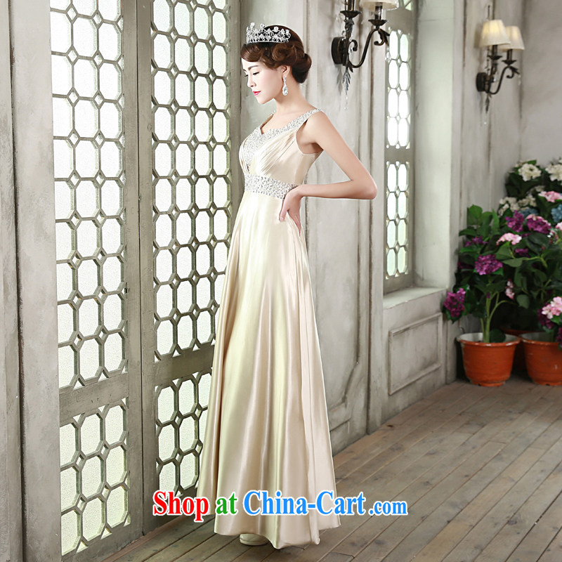 Honey, bride champagne gold Evening Dress long banquet new 2015, cultivating bridesmaid Service Bridal toast Stage service female champagne color XXL, honey, bride, shopping on the Internet