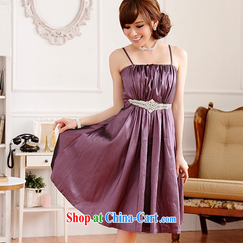 AIDS has been Qi simplicity the US with thin waist waist Palace drill straps dress dresses 9509 A - 1 purple XL, AIDS has Qi (Aiyaqi), online shopping