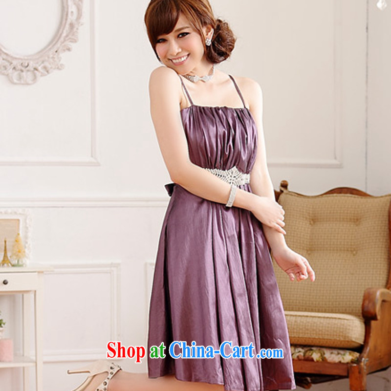 AIDS has been Qi simplicity the US with thin waist waist Palace drill straps dress dresses 9509 A - 1 purple XL, AIDS has Qi (Aiyaqi), online shopping