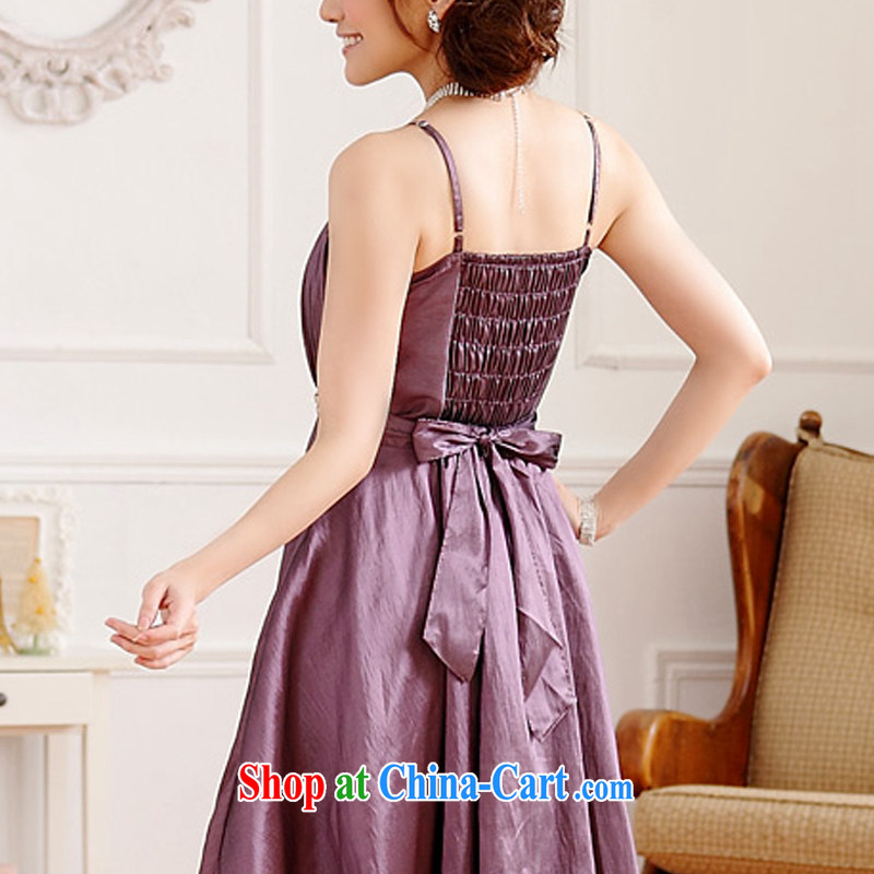 AIDS has been Qi simplicity the US with thin waist waist Palace drill straps dress dresses 9509 A - 1 purple XL, AIDS has Qi (Aiyaqi), online shopping