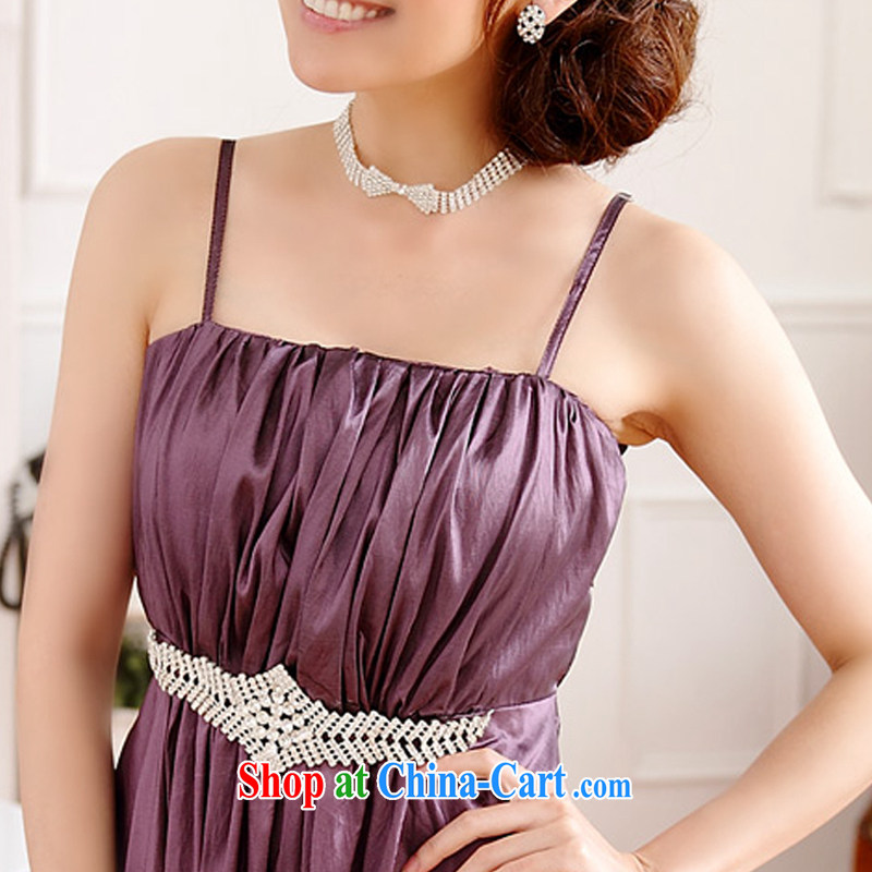 AIDS has been Qi simplicity the US with thin waist waist Palace drill straps dress dresses 9509 A - 1 purple XL, AIDS has Qi (Aiyaqi), online shopping