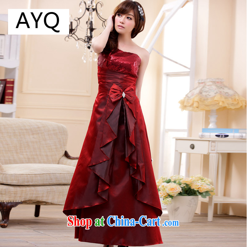 AIDS has been Qi-style single shoulder on-chip voltage stack take longer dress dresses 9202 A - 1 wine red XXXL