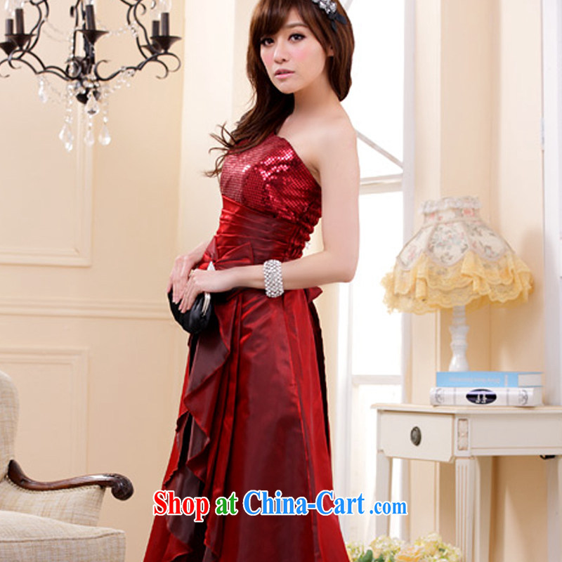 AIDS has been Qi-style single shoulder on-chip voltage stack take longer dress dresses 9202 A - 1 wine red XXXL, AIDS has Qi (Aiyaqi), shopping on the Internet
