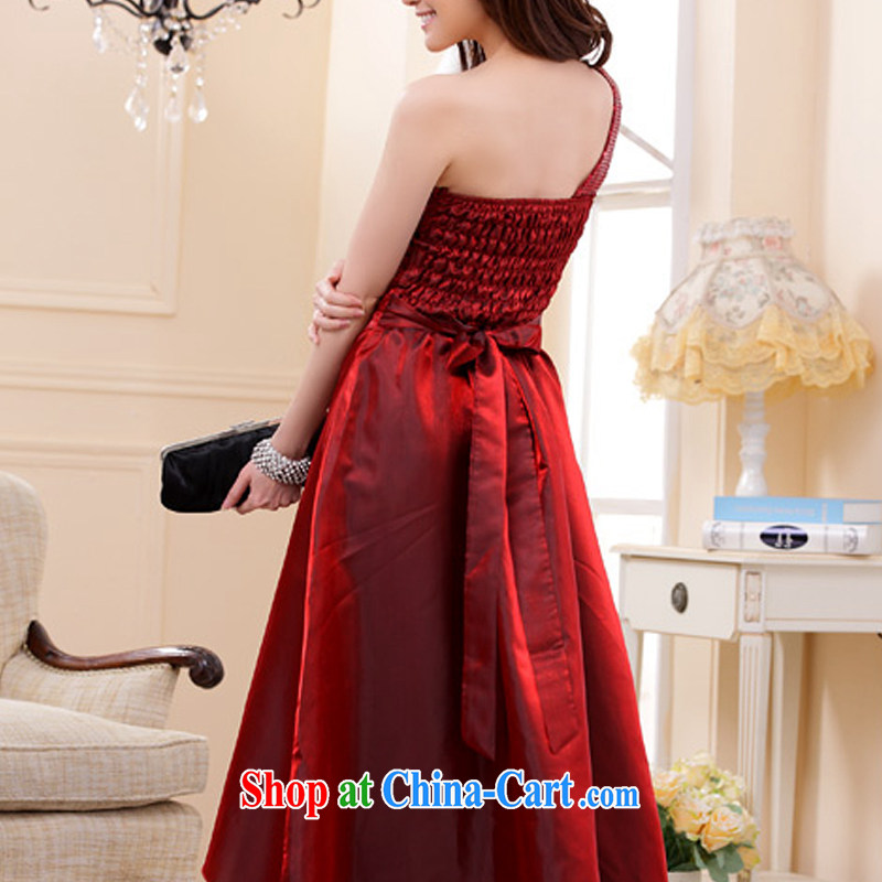 AIDS has been Qi-style single shoulder on-chip voltage stack take longer dress dresses 9202 A - 1 wine red XXXL, AIDS has Qi (Aiyaqi), shopping on the Internet