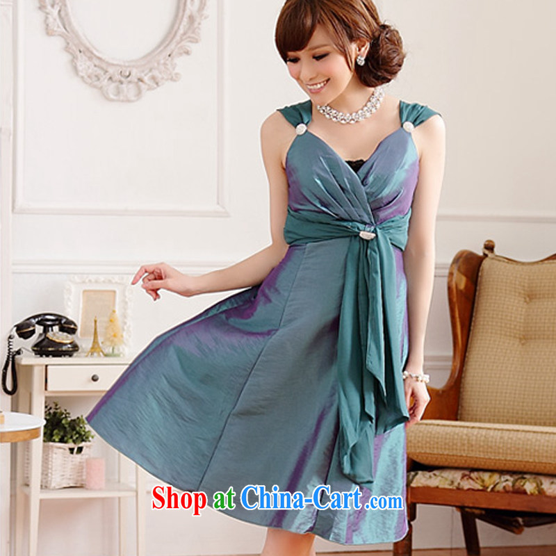 AIDS has been Qi dinner magnificent American chest thin waist V collar diamond buckle straps dress dresses, diamonds may be split, with wrapped chest) 9506 A - 1 green XXXL, AIDS has Qi (Aiyaqi), online shopping