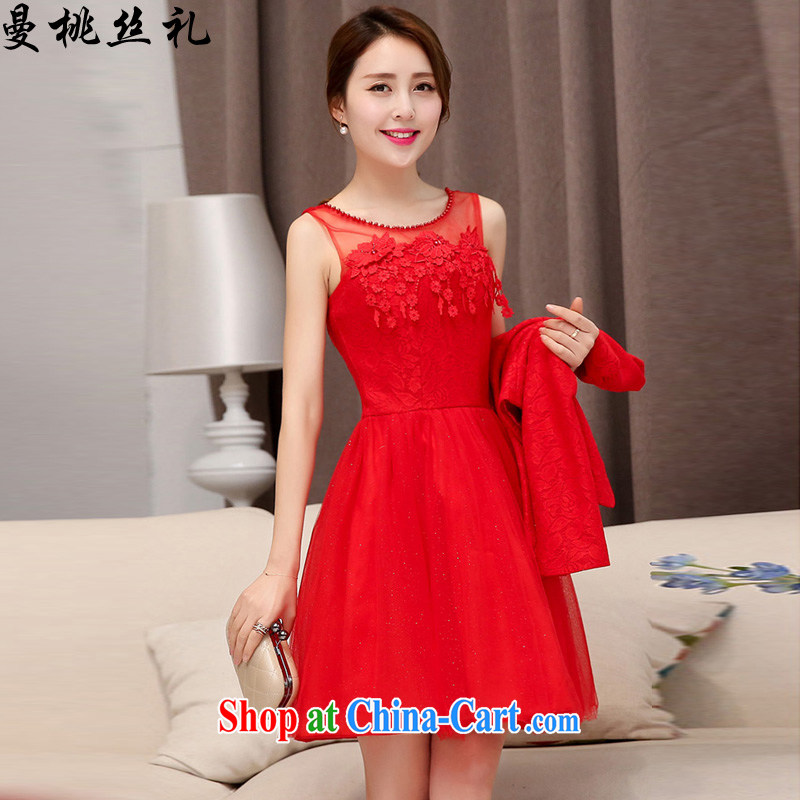 Cayman commercial silk gift wedding dress dress 2015 spring loaded new stylish aura buds Silk Dresses two piece bridal wedding dress back door toast bridesmaid dresses with red XXL