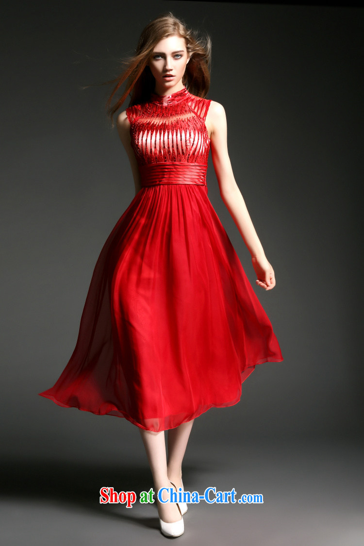 Snow Caynova woven dresses 2015 new European style sexy embroidery, cultivating long dress red XL pictures, price, brand platters! Elections are good character, the national distribution, so why buy now enjoy more preferential! Health