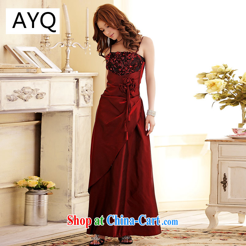 AIDS has been Qi French giant cooperation banquet focus blossoms and elegant long-dress dresses 3106 - 1 wine red XXXL