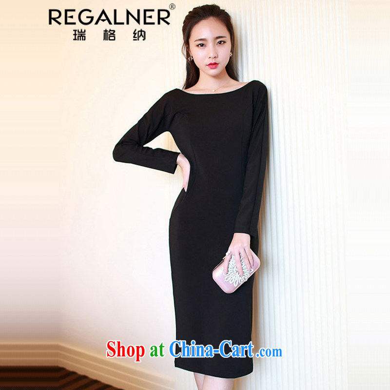 Ryan, the 2015 spring and summer new dress sense of the word for name-yuan beauty aura long-sleeved dress dress long skirt red L, Ryan Wagner (REGALNER), shopping on the Internet