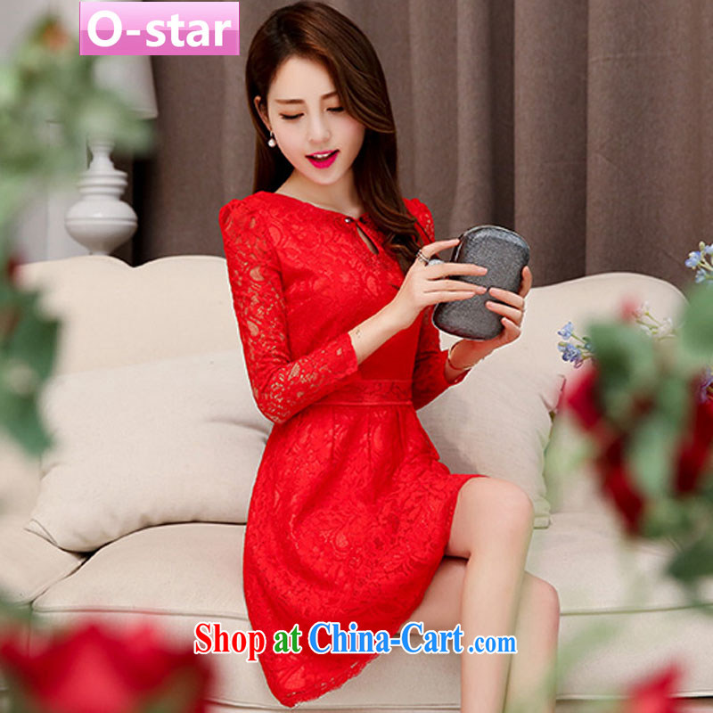 O - Star 2015 spring and summer new bridal dresses wedding dresses lace red package shoulder short bows dress uniform dress the betrothal service female Red 3 XXL, O - Star, shopping on the Internet
