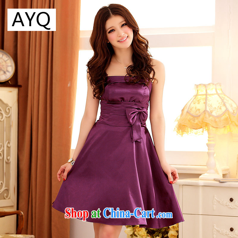 AIDS has been Qi summer chic beautiful coral bow tie-waist straps large dress dresses 3201 - 1 purple XXXL