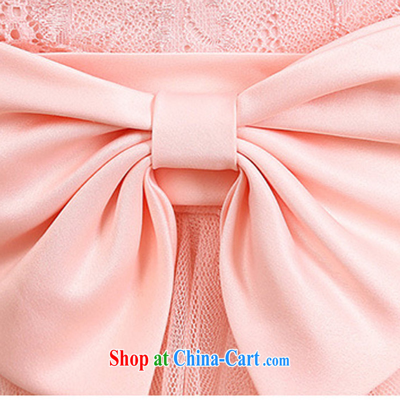 The package mail Korean elegance of the V brought back exposed high waist The bowtie lace spell Web yarn long dress Holiday Party bridesmaid as serving champagne color code F, JK 2. YY, shopping on the Internet