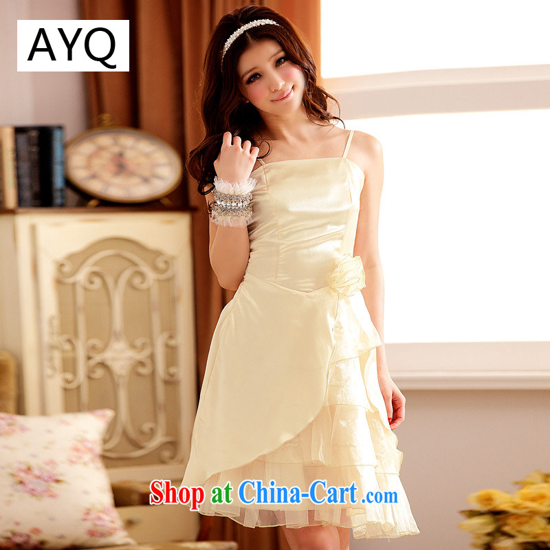 AIDS has been Qi Princess Royal feast. Multi-layer acted with straps dress dresses 3104 - 1 champagne color XXXL
