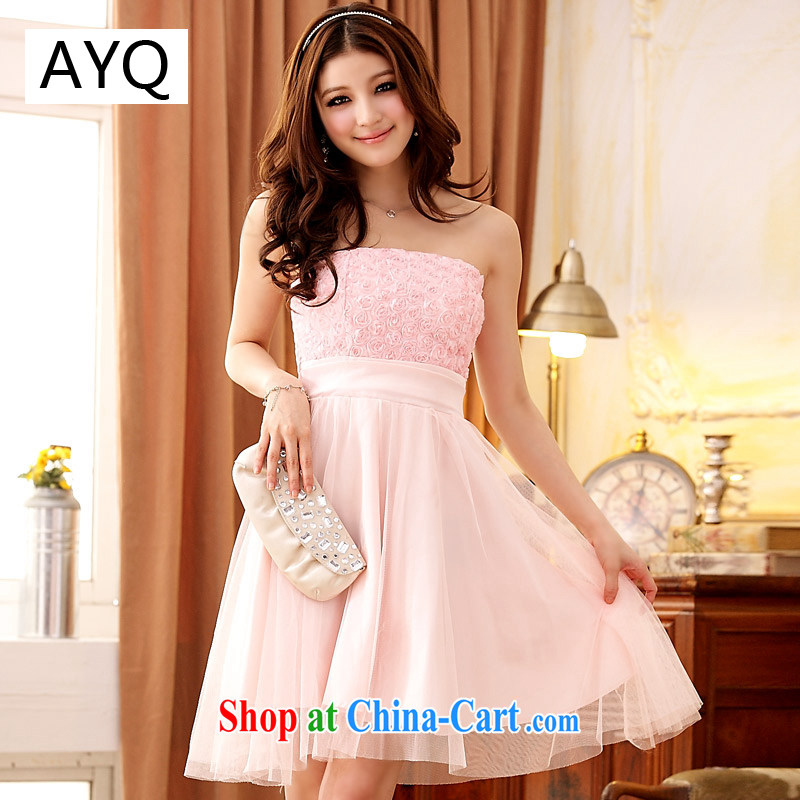 AIDS has been Qi romantic rose-waist Web yarn end chest dress dresses 3109 - 1 pink XXXL