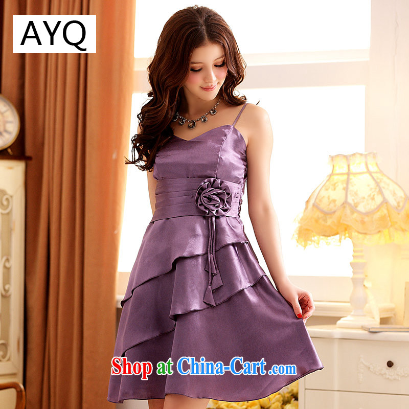AIDS has been Qi summer sweet elegant flouncing straps dress dresses 3101 - 1 purple XXXL