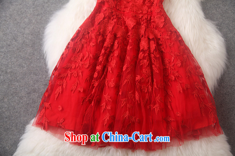 Caynova 2015 new stylish sexy yarn Web gold embroidery beauty graphics thin dress dresses red XL pictures, price, brand platters! Elections are good character, the national distribution, so why buy now enjoy more preferential! Health