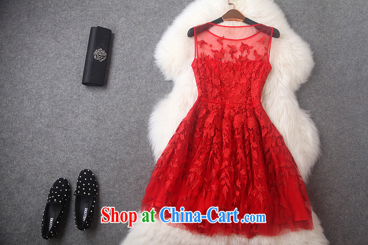 Caynova 2015 new stylish sexy yarn Web gold embroidery beauty graphics thin dress dresses red XL pictures, price, brand platters! Elections are good character, the national distribution, so why buy now enjoy more preferential! Health
