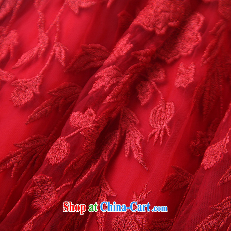 Caynova 2015 new stylish sexy yarn Web gold embroidery beauty graphics thin dress dresses red XL, Caynova, shopping on the Internet