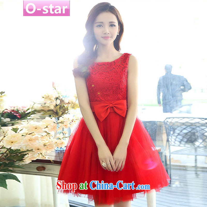 O - Star spring 2015 new stylish bows Service Bridal bridesmaid clothing red wedding dresses wedding dress short skirt red XL, O - Star, shopping on the Internet