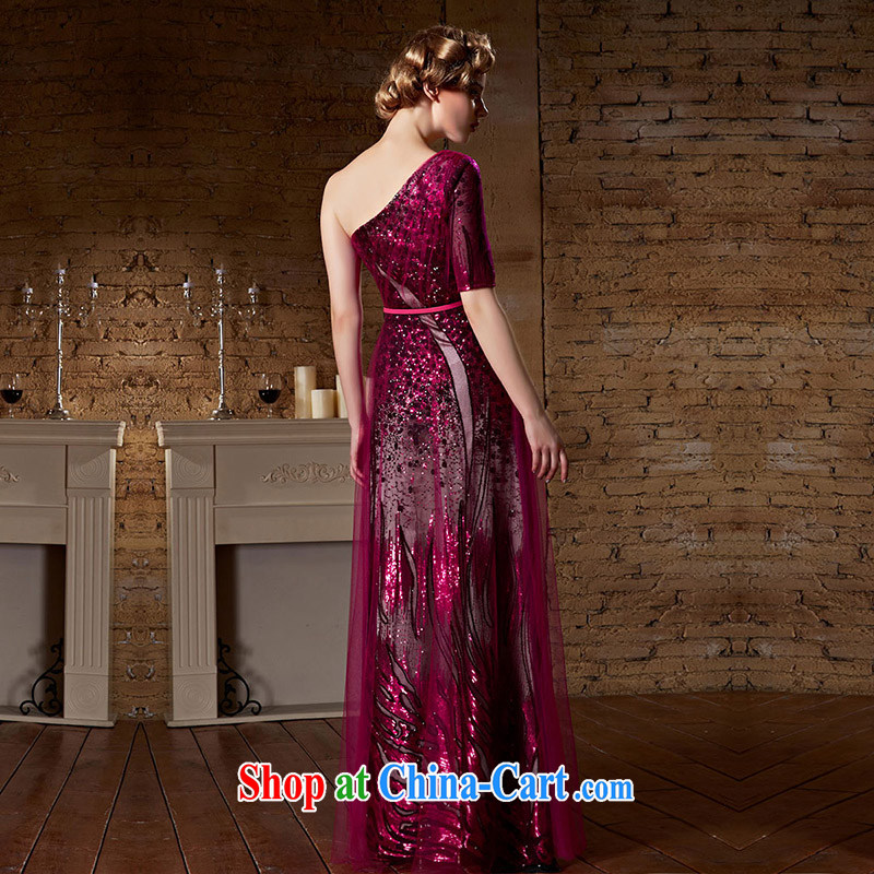 Creative Fox 2015 new banquet dress red toast clothing stylish sexy single shoulder dress long wedding dress dress bridal gown 30,921 red XXL, creative Fox (coniefox), online shopping