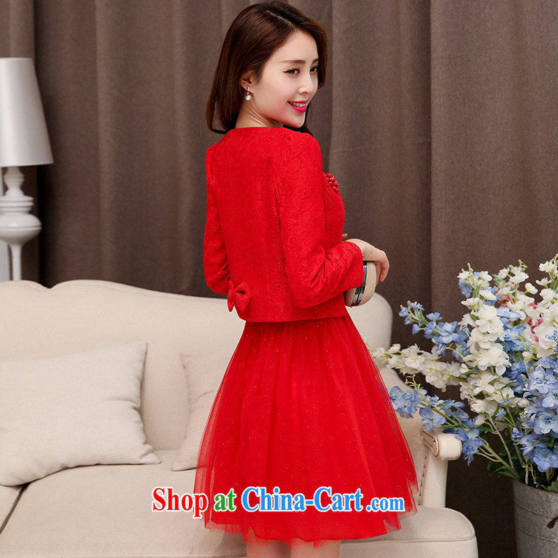 Thanks for Mrs 2015 new spring Korean fashion trends beauty sweet temperament red jacket dresses wedding dresses skirt bridesmaid clothing female Red XL, maple and Ling (fengzhiling), shopping on the Internet