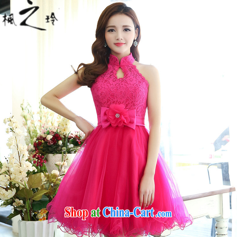 One of Feng-ling 2015 summer new Korean beauty is also stylish the waist beauty graphics thin shaggy dress small dress bridesmaid dresses girls of red XL