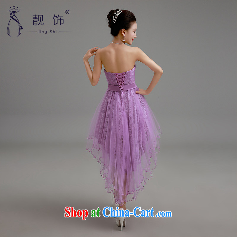 Beautiful ornaments 2015 new small dress purple smears chest lace-Front short long bridesmaid dresses small shaggy purple skirt S, beautiful ornaments JinGSHi), and shopping on the Internet